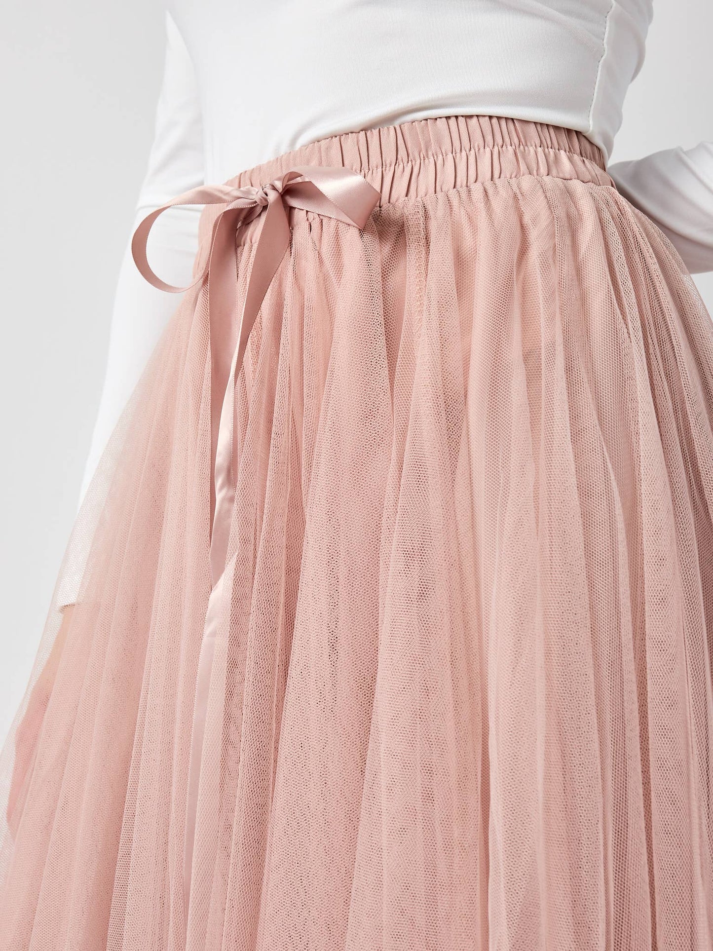 Aria long tulle skirt old rose
