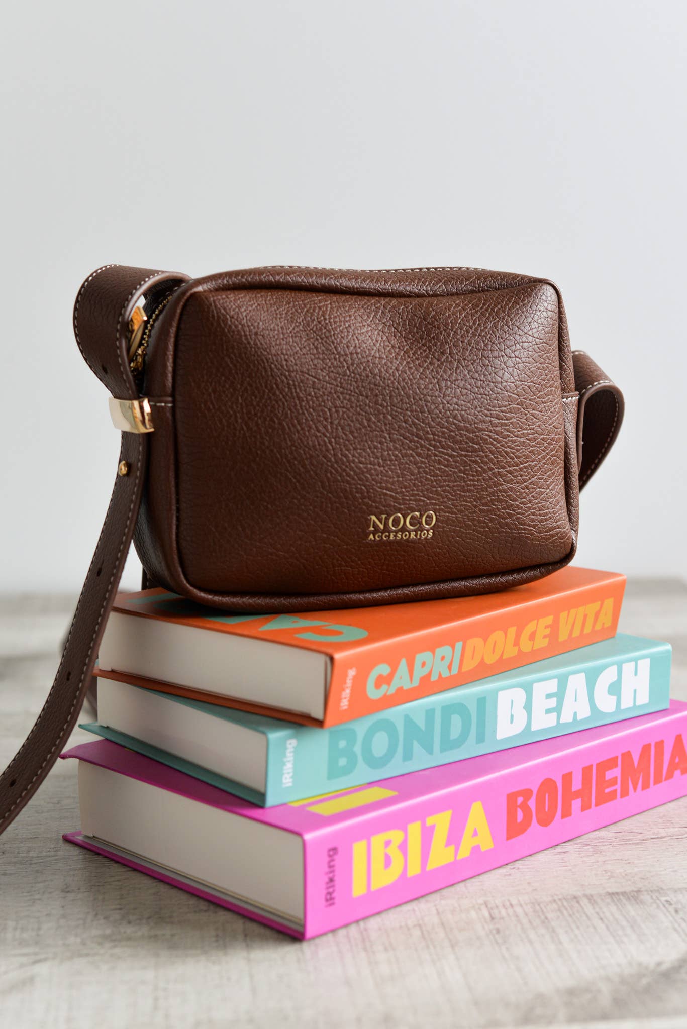 Vegan Leather Brown Adjustable Crossbody Bag