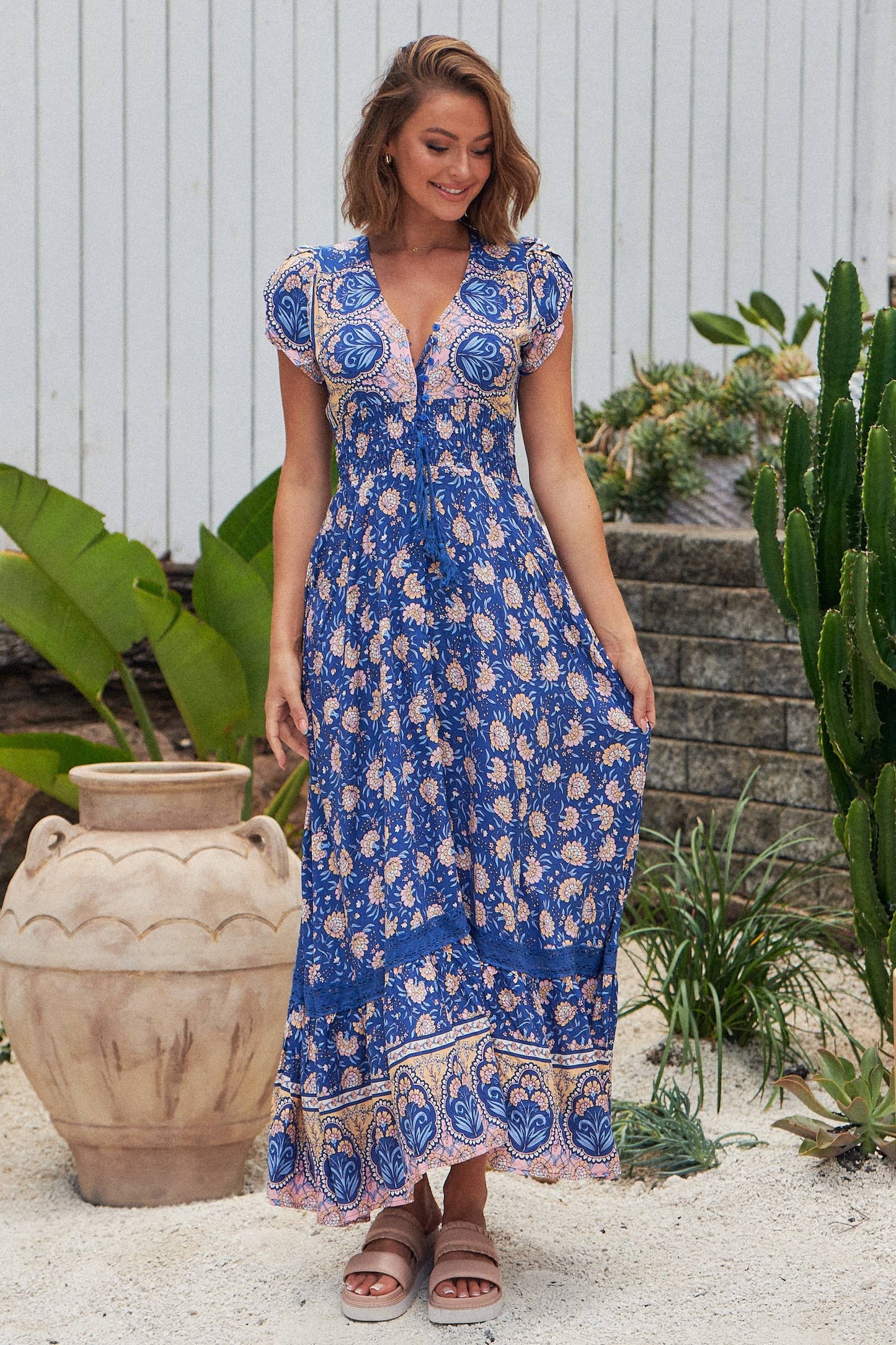 CAMELIA PRINT ROMI MAXI DRESS