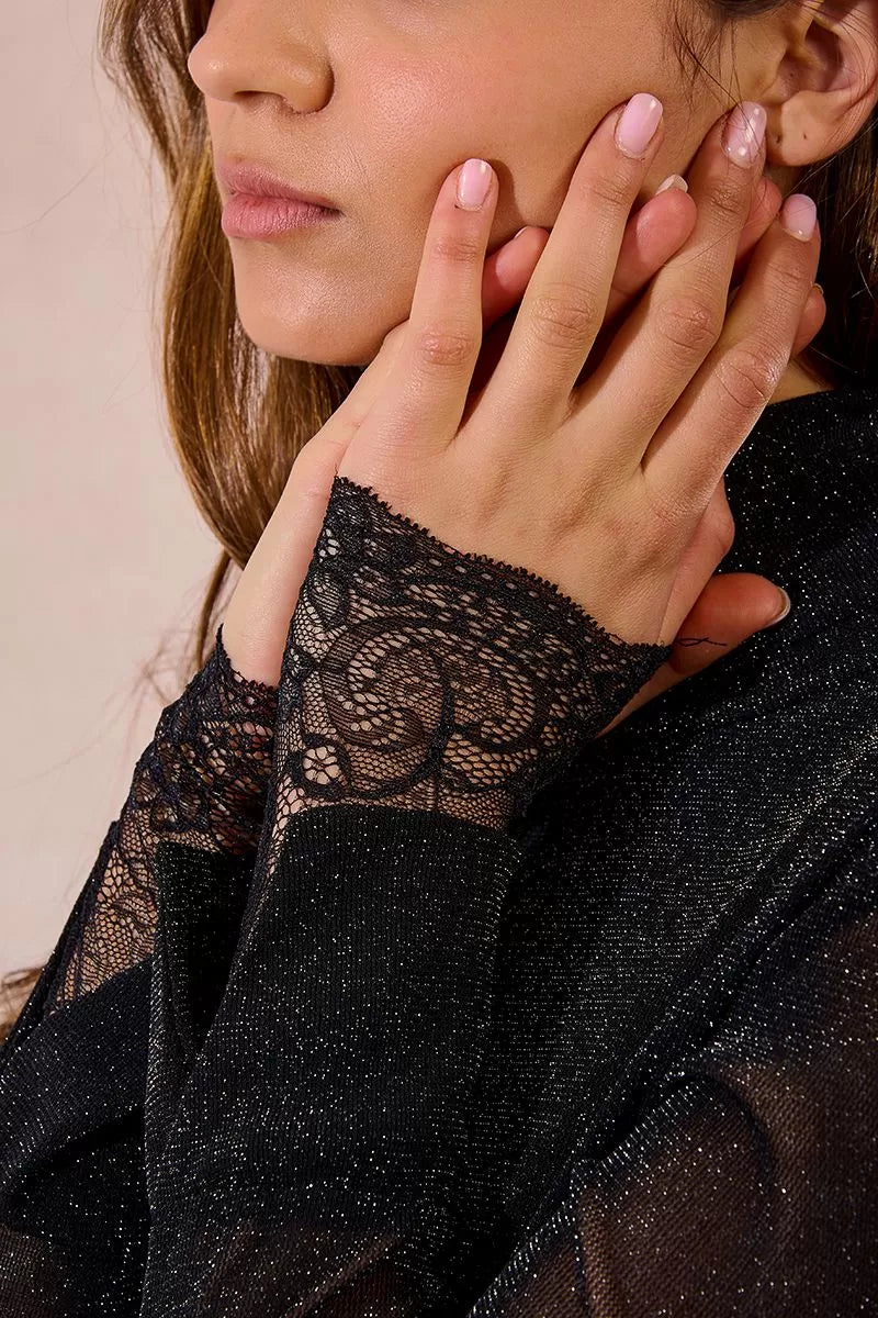 Mesh Shimmer Top