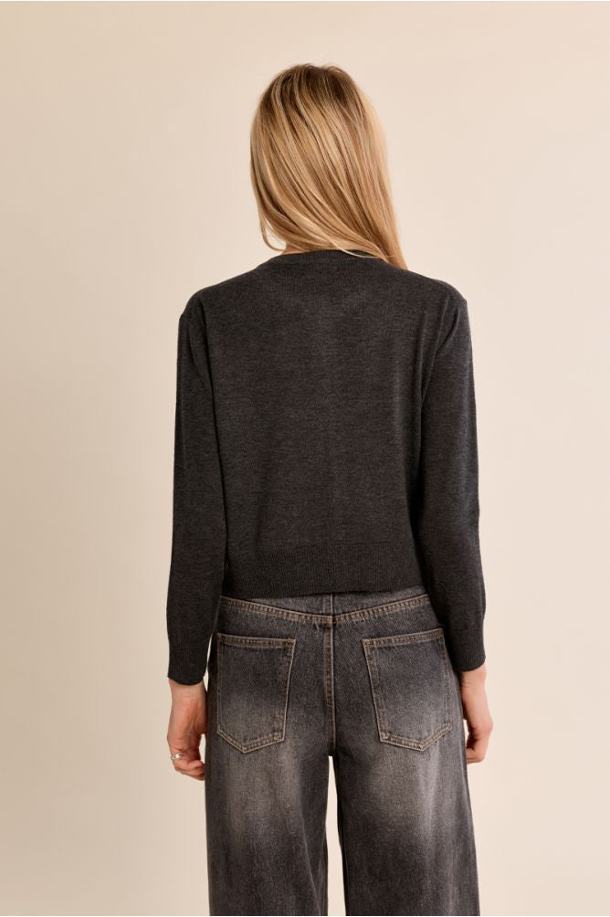 Studded light knit in dark grey