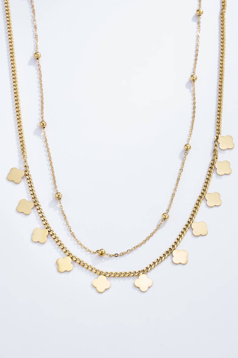 Stainless steel double chain necklace: Gold