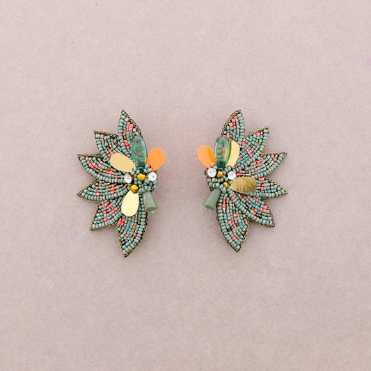 Wing Sequin Earrings: Green