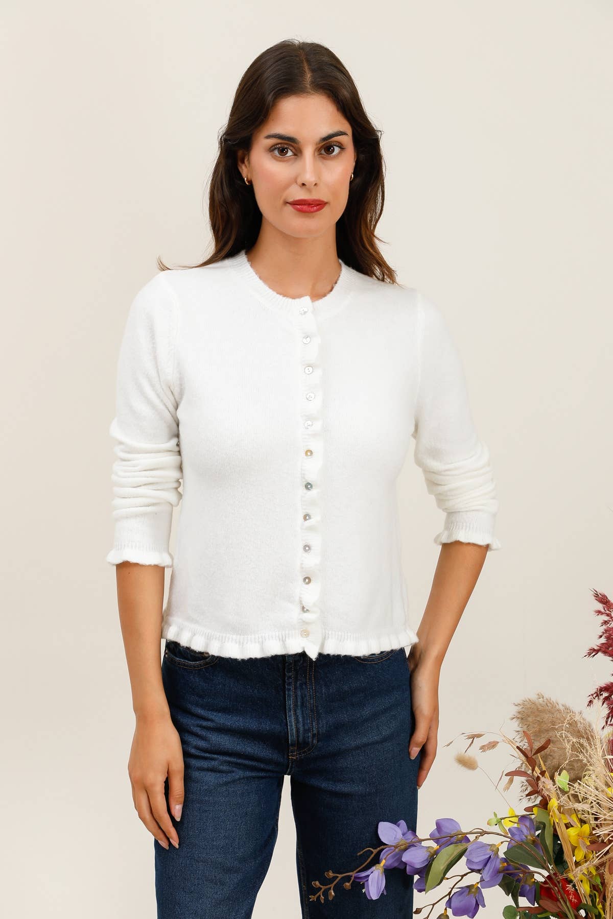 SOLID CARDIGAN WHITE