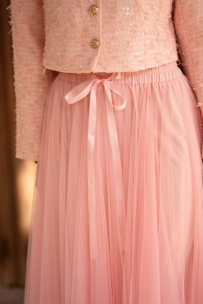 Aria long tulle skirt old rose