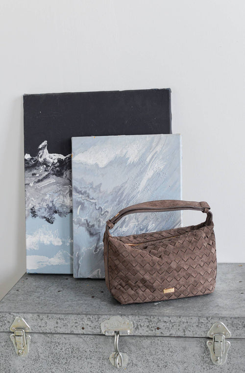 Brown Braided Suede Crossbody Bag