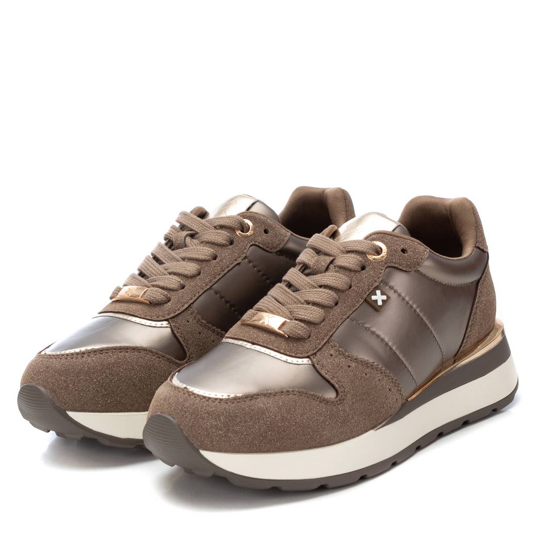 Taupe mixed media trainer