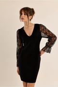 Black dress with lace sleeve