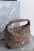 Brown Braided Suede Crossbody Bag
