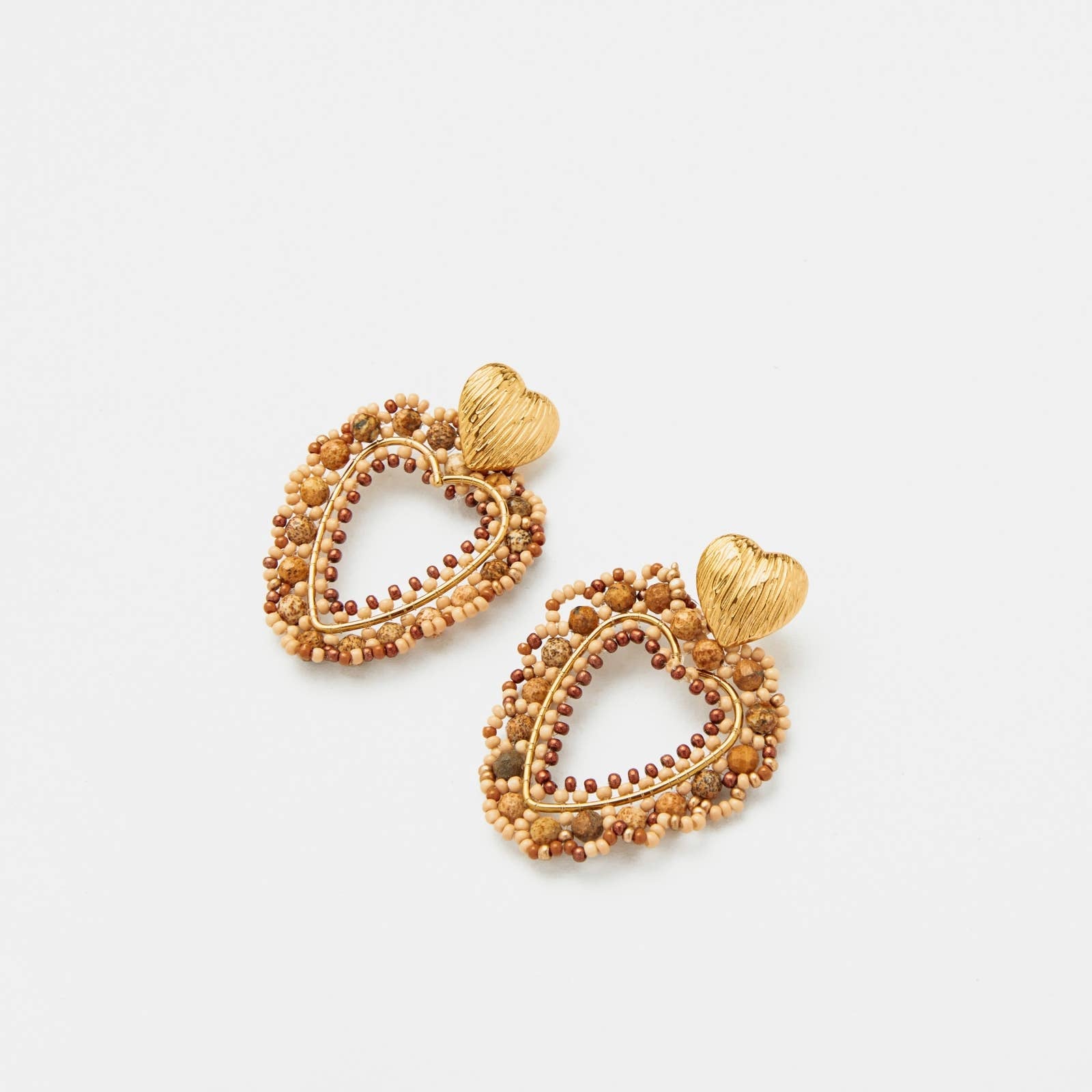 Arianna Heart Drop Earrings: Brown