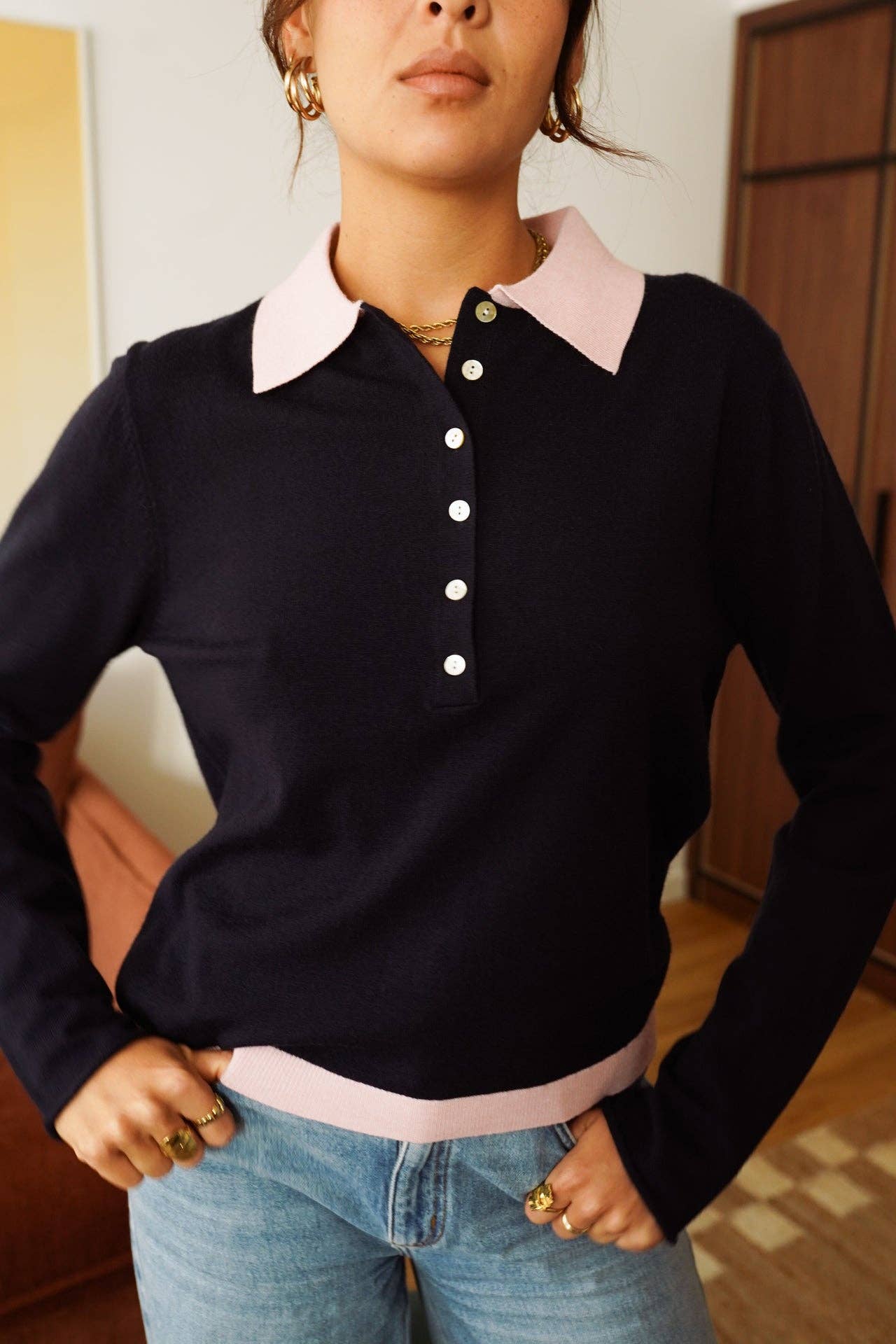 Polo Navy and pink