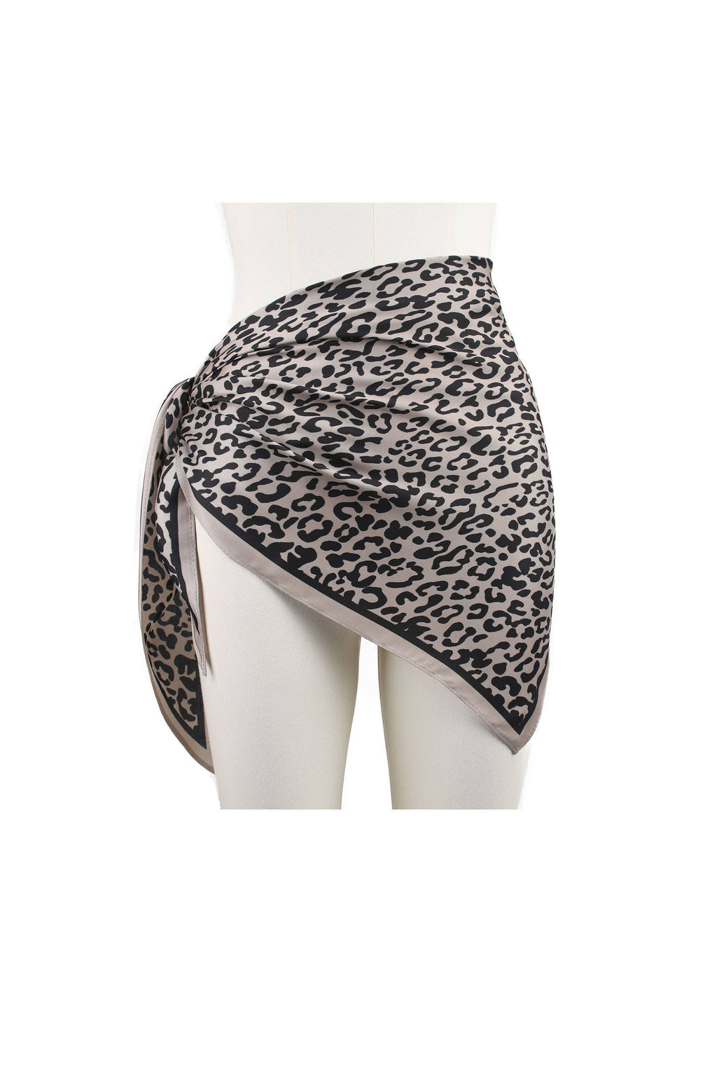 TRIANGLE SCARF LEOPARD-PRINT SILK-TOUCH: Taupe