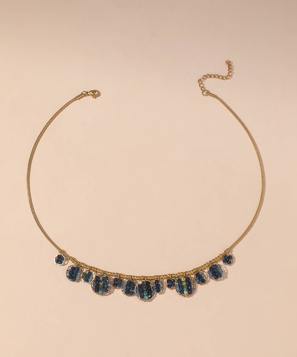 Crystal beads necklace: Blue