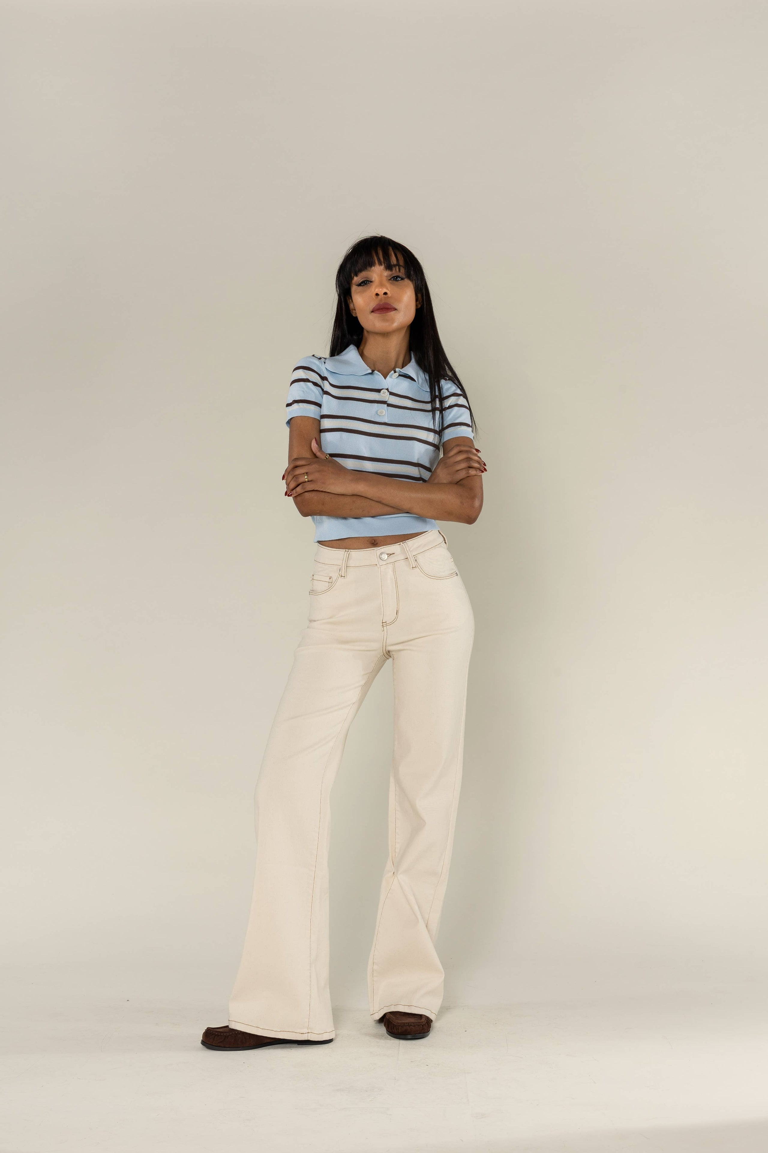 Wide leg jeans in Naturel