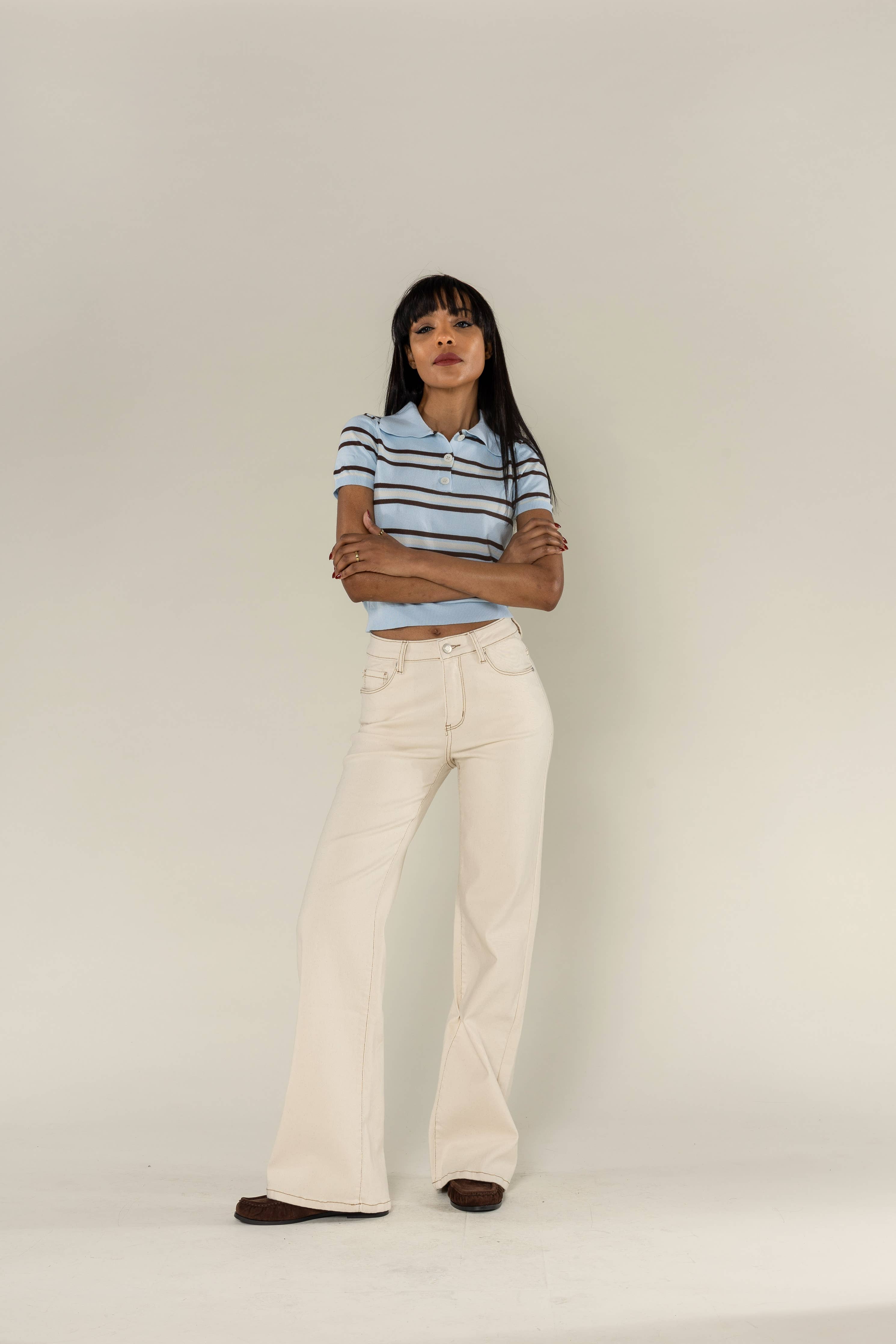 Wide leg jeans in Naturel