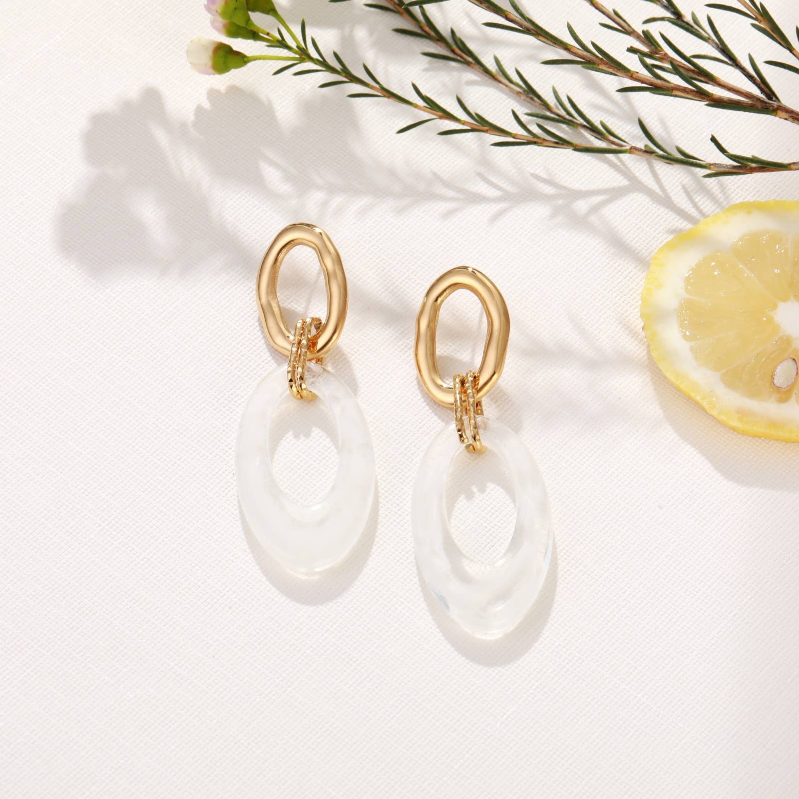 Aurore - Drop Earrings: White