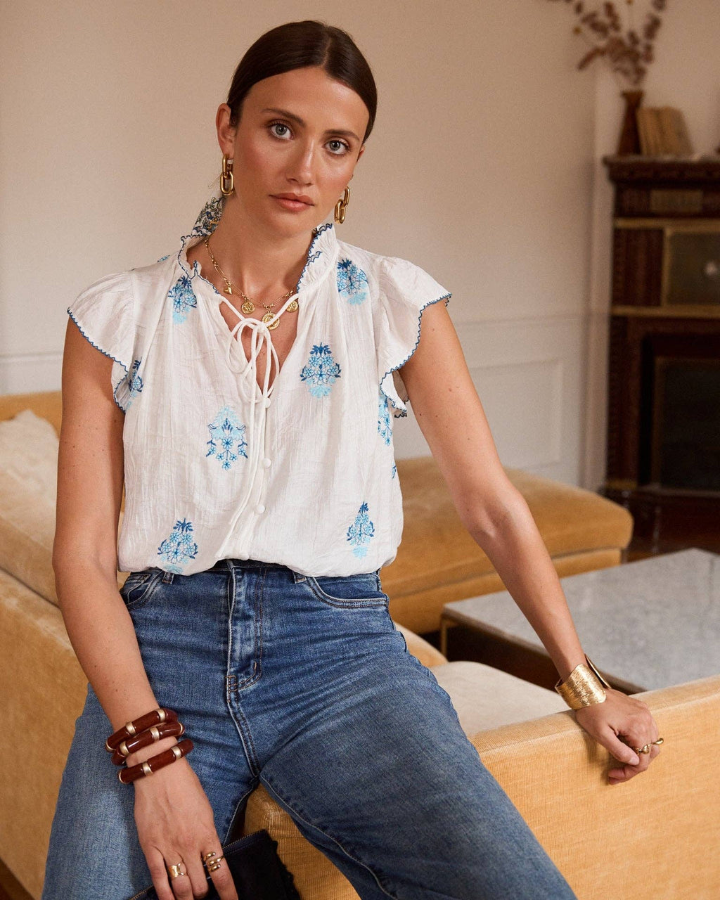 Ivorane blouse: Blanc