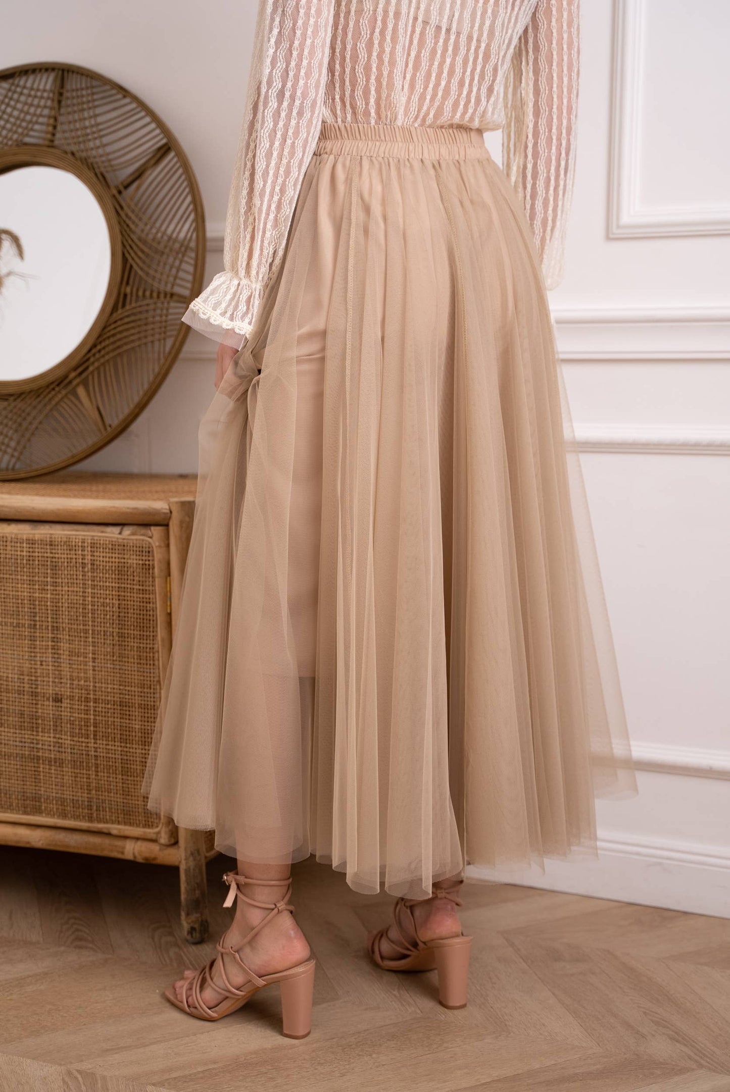 Aria long tulle skirt old rose