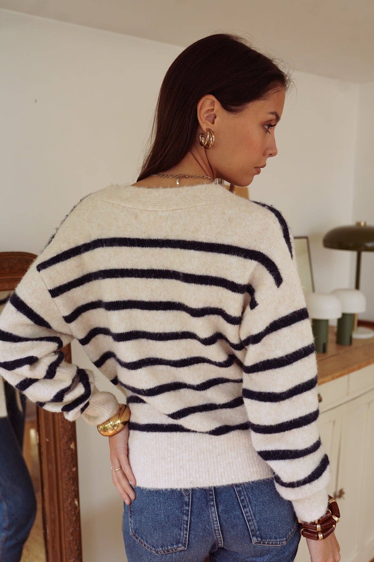 Maille Laureen: Beige - Marine