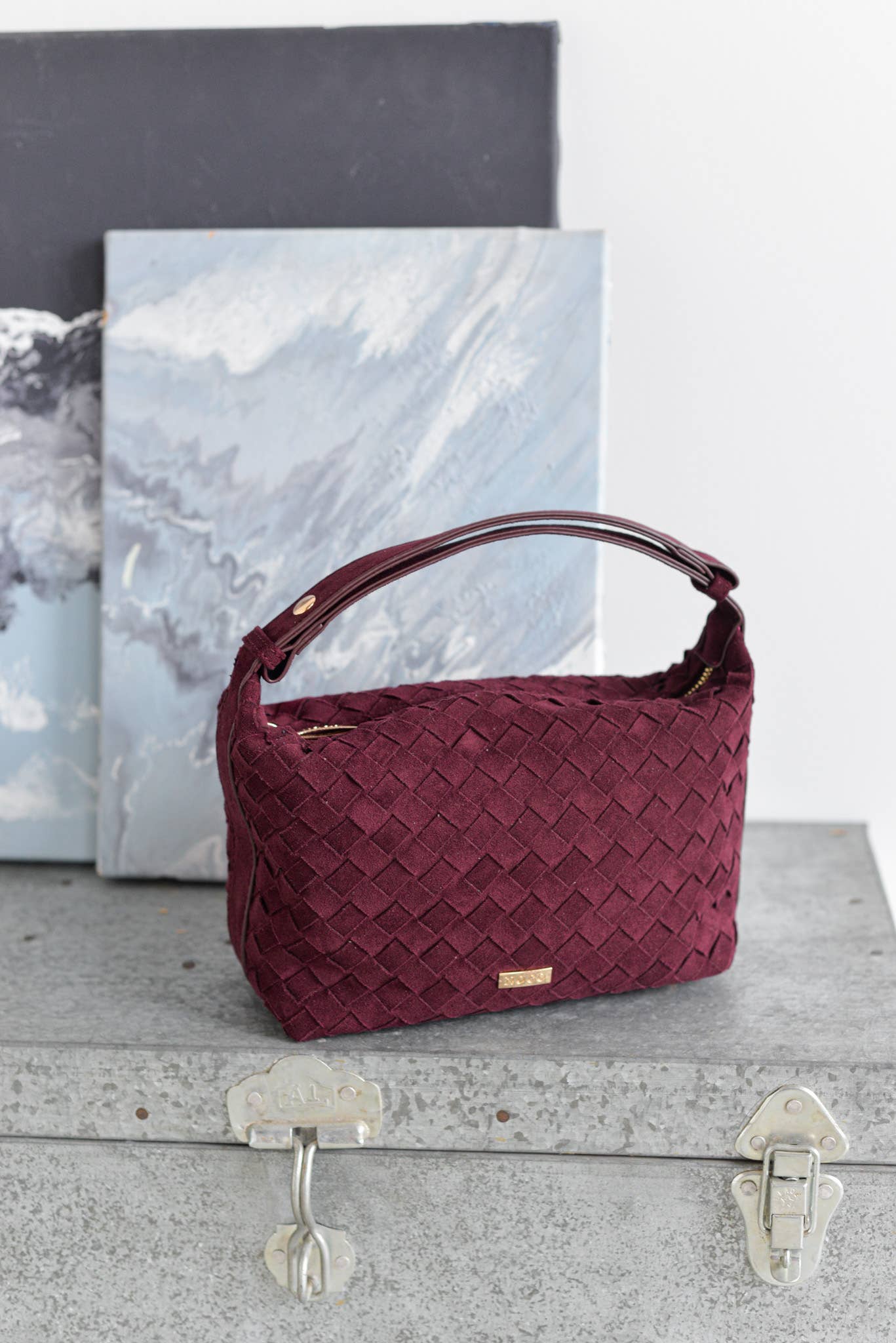 Purple Braided Suede Crossbody Bag