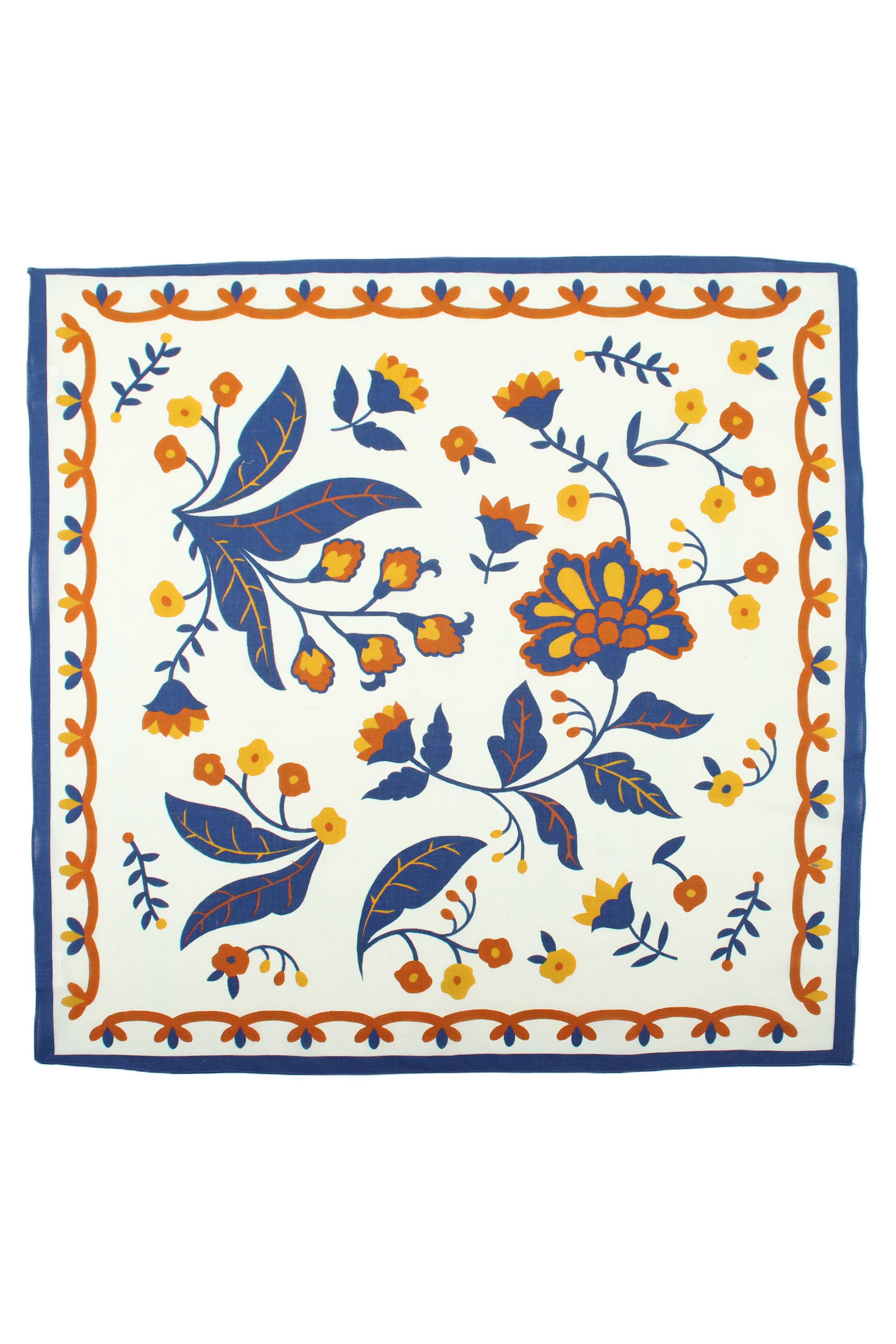 Small floral print cotton square Navy Blue