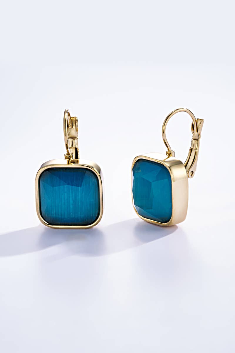 Stainless Steel Hanging Earrings: Blue