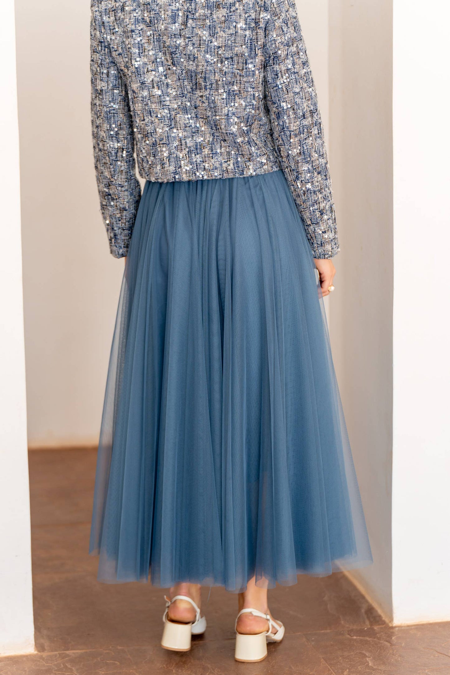 Aria long tulle skirt old rose