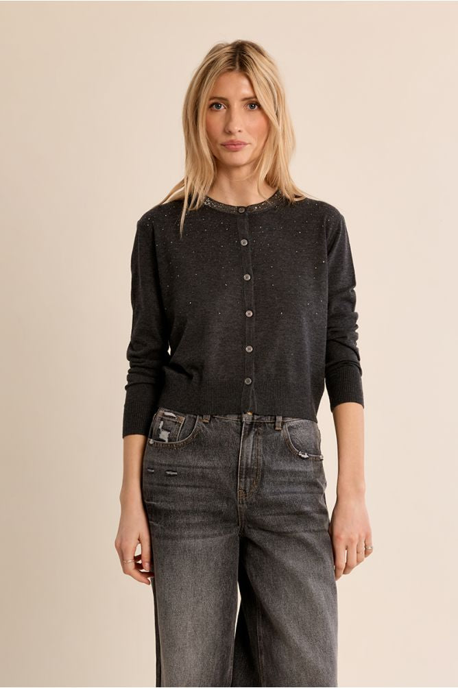 Studded light knit in dark grey