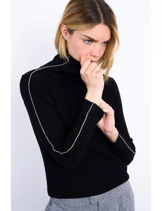 Sweater with rhinestone band