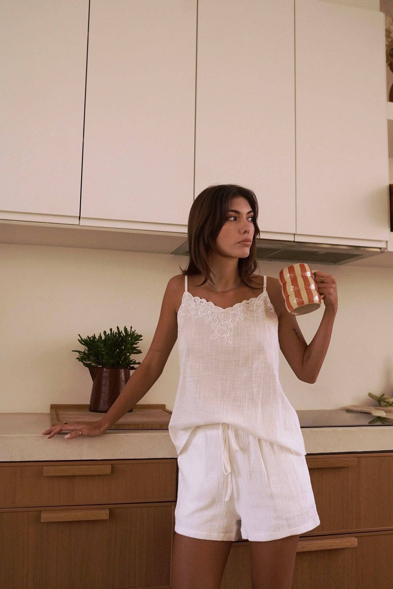 Donia tank top: Blanc