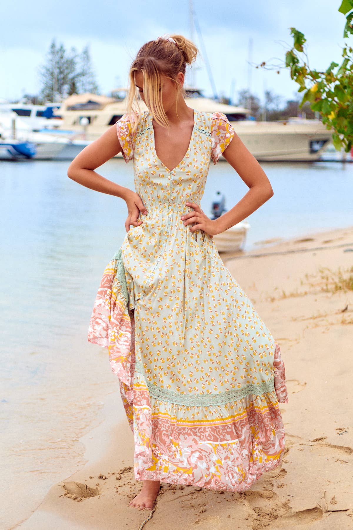 MAISHA PRINT CARMEN MAXI DRESS