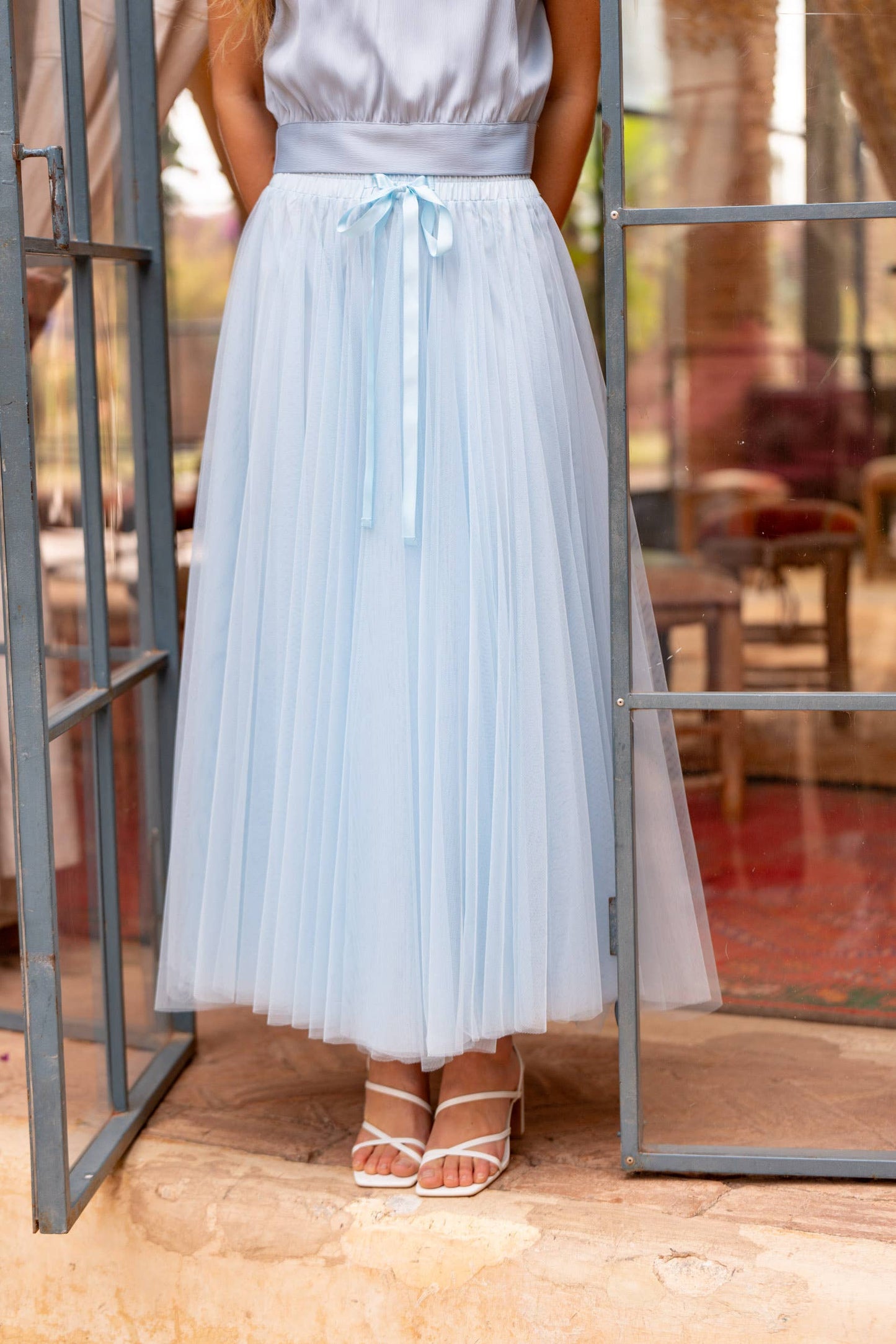 Aria long tulle skirt old rose