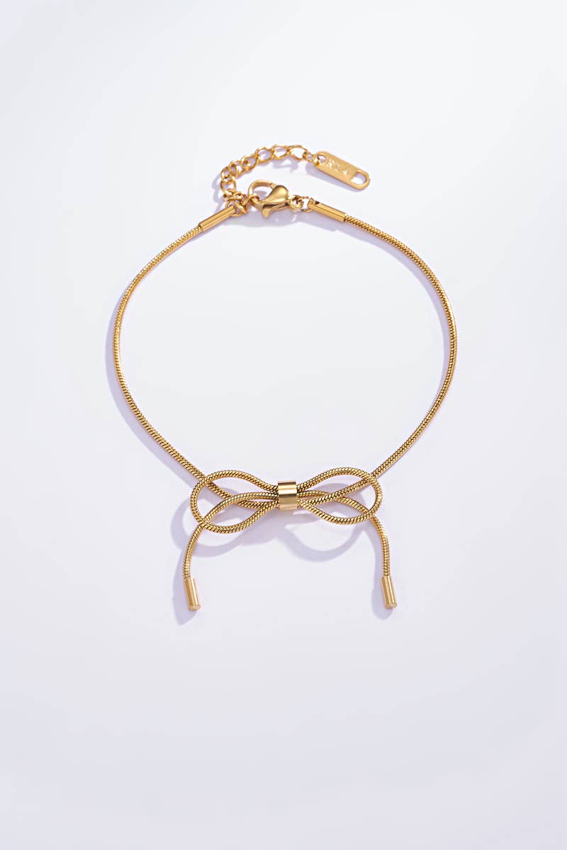 Stainless steel bow bracelet: Gold