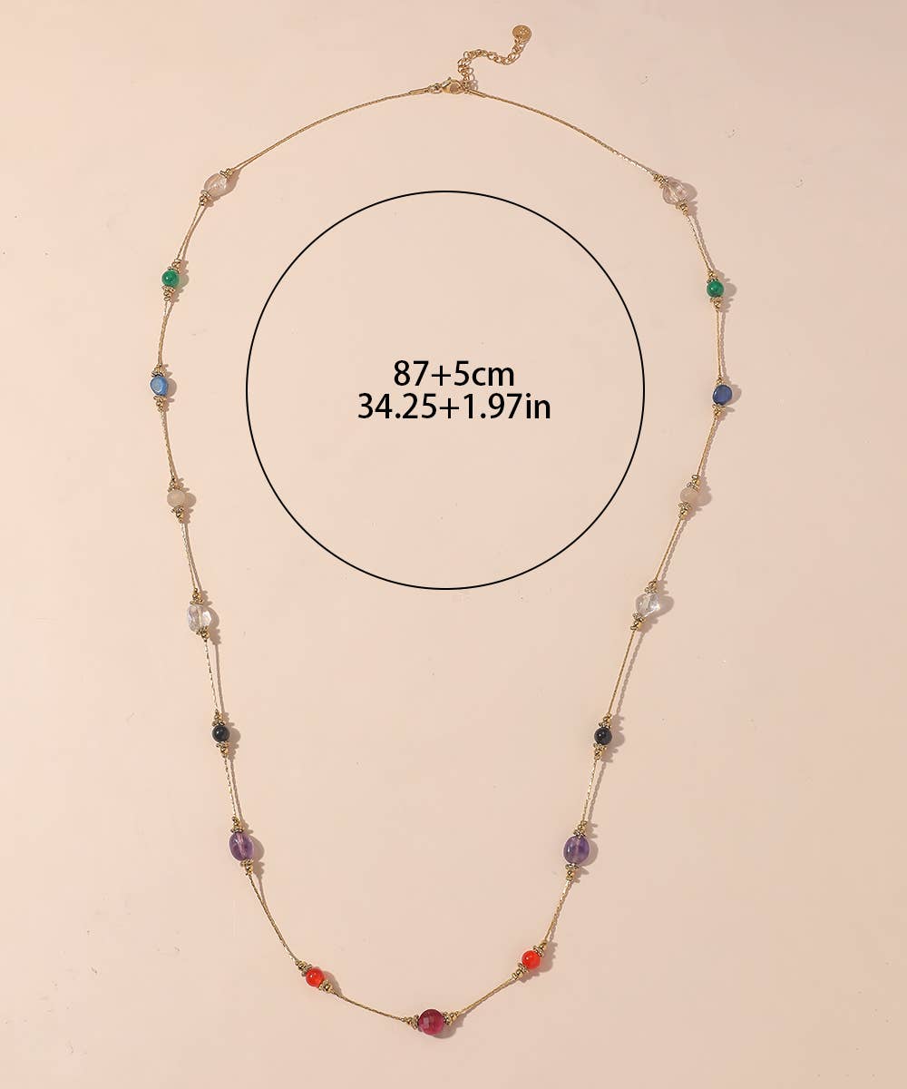 Gold Stainless Steel Necklace with Stones 25CA011