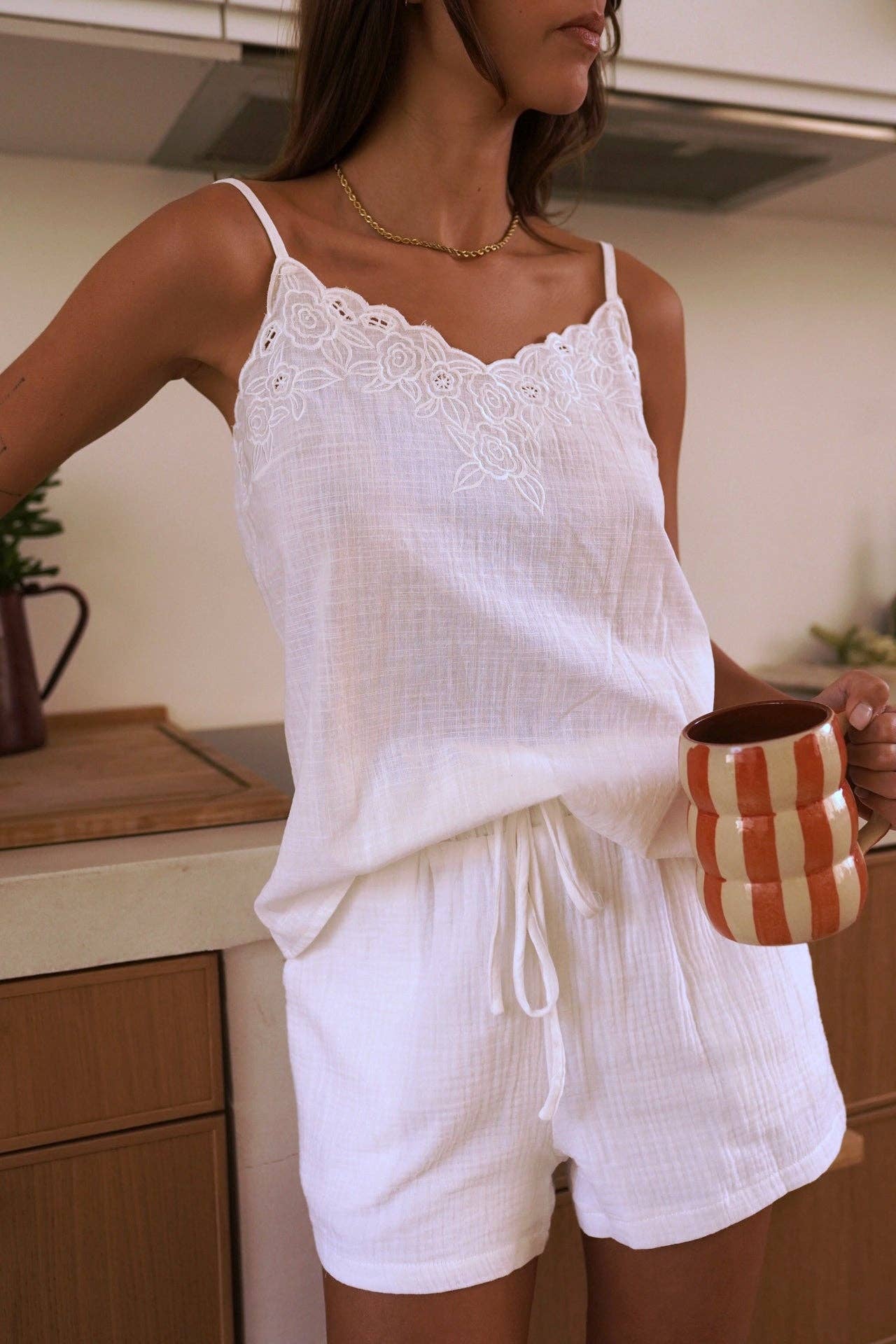 Donia tank top: Blanc