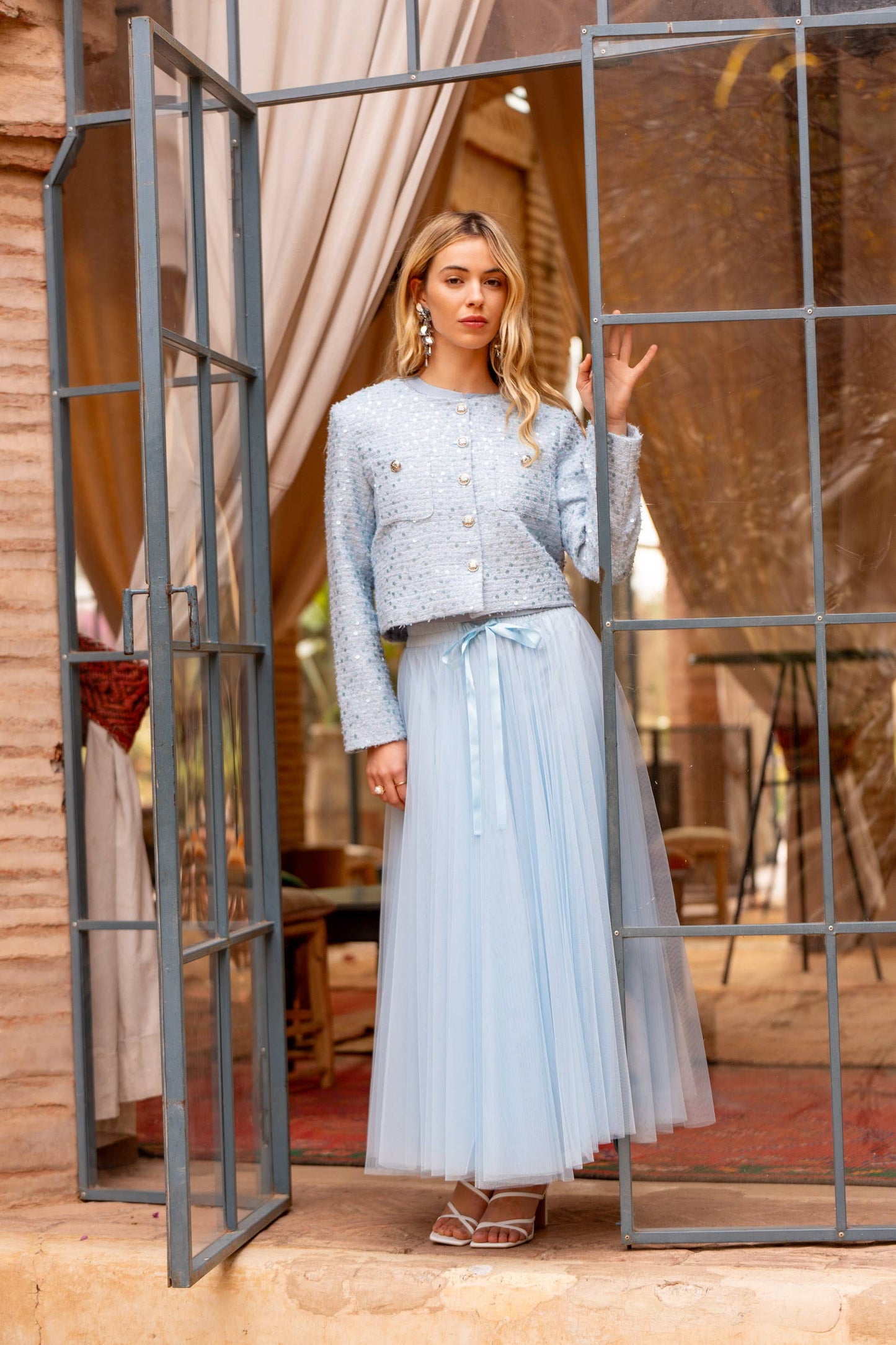 Aria long tulle skirt old rose