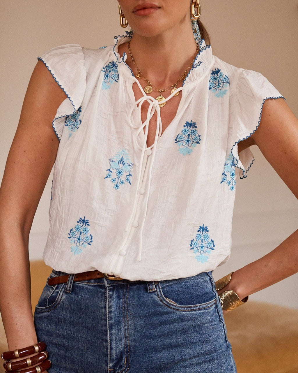 Ivorane blouse: Blanc
