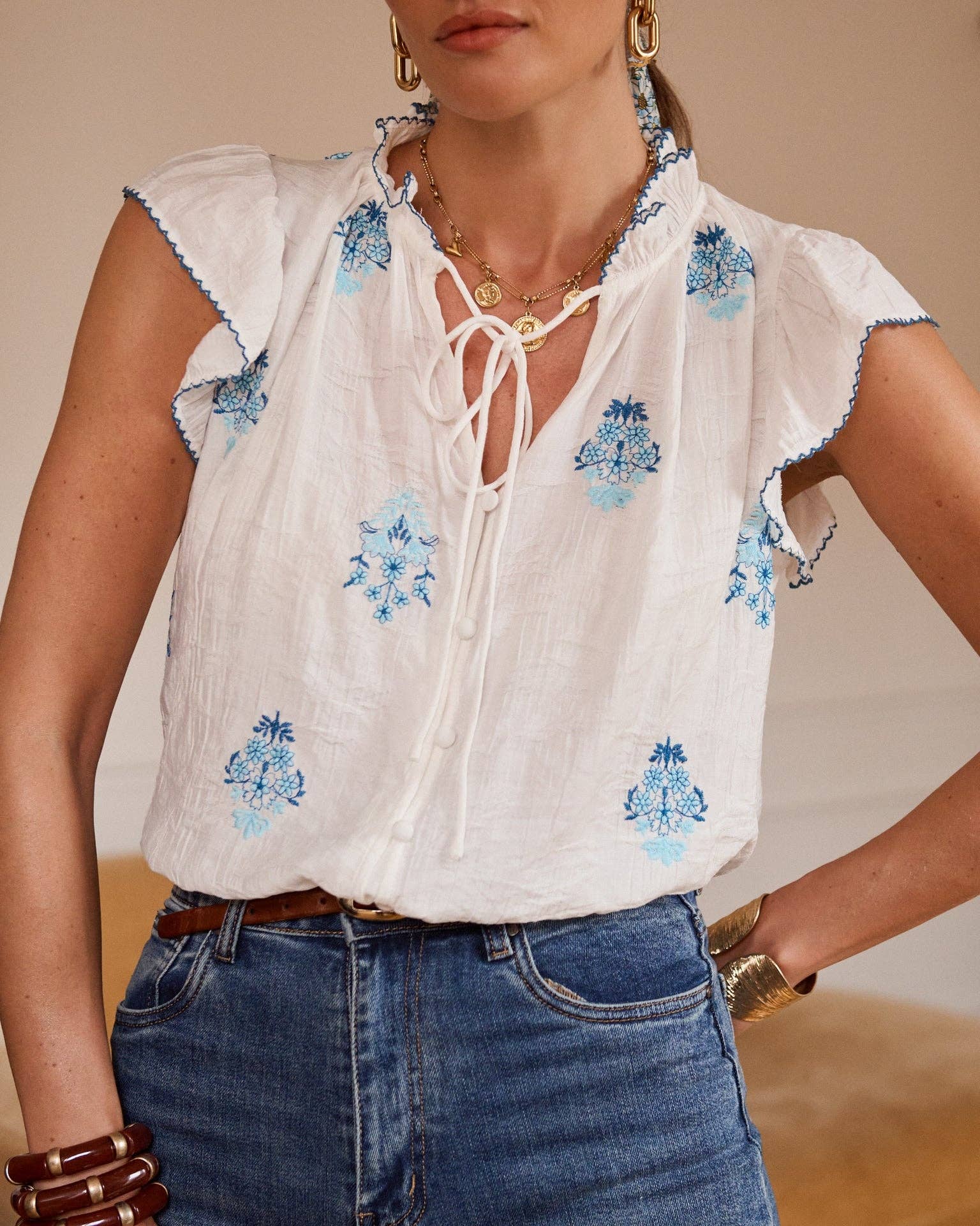 Ivorane blouse: Blanc