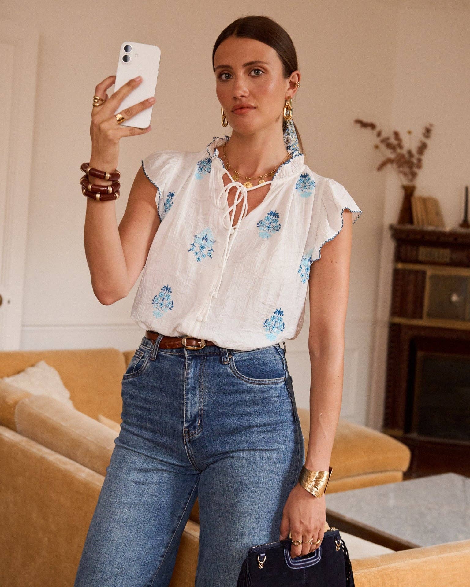 Ivorane blouse: Blanc