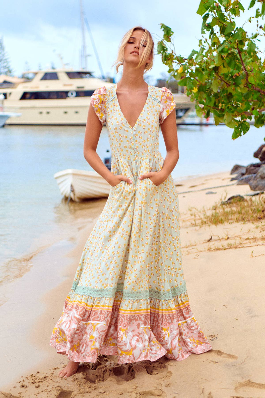 MAISHA PRINT CARMEN MAXI DRESS