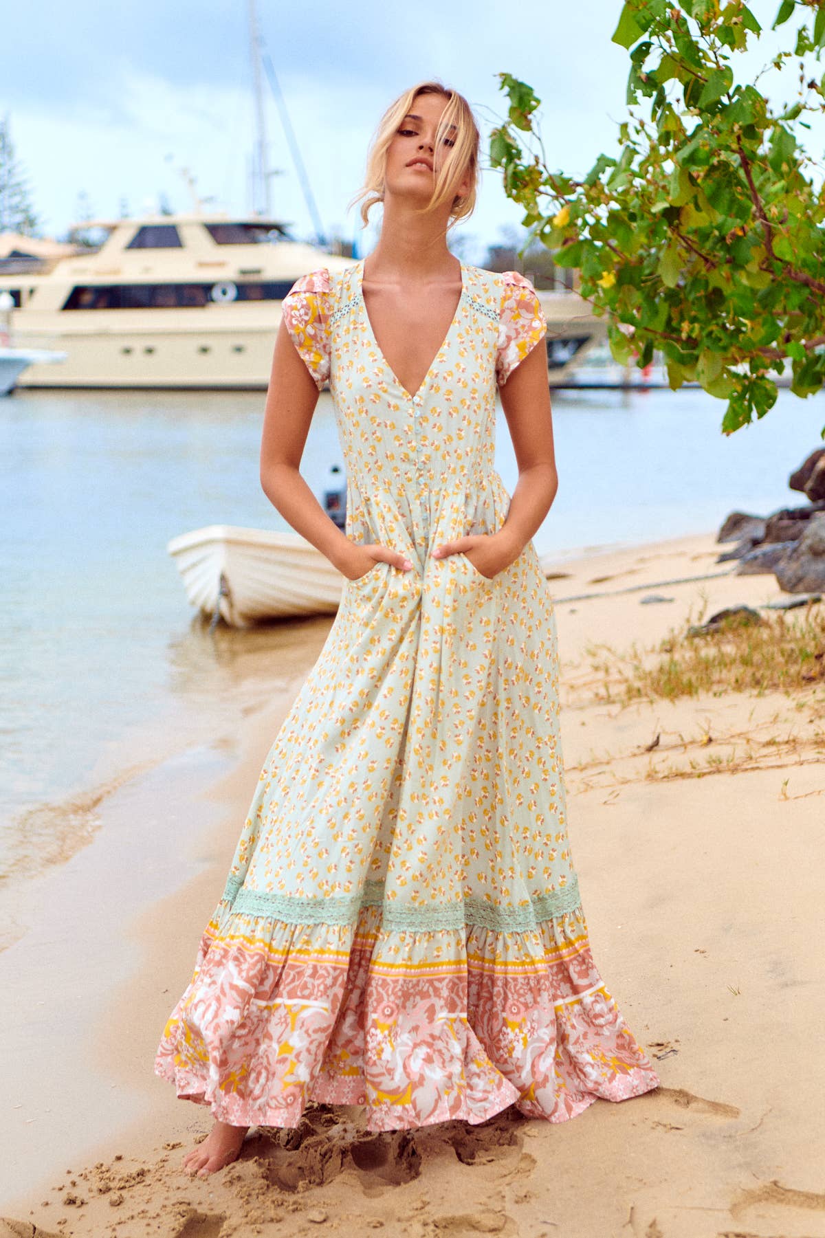MAISHA PRINT CARMEN MAXI DRESS