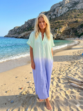 Shirt-sleeved cotton dress Bleu