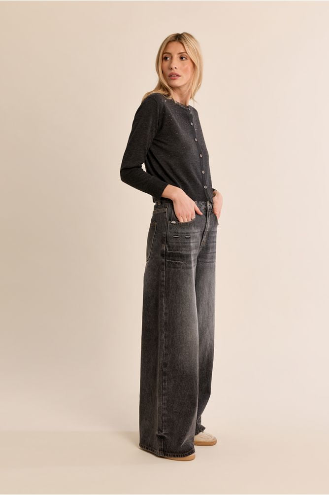 Studded light knit in dark grey