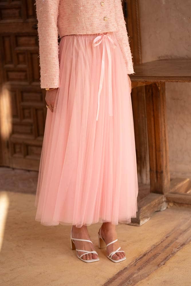 Aria long tulle skirt old rose