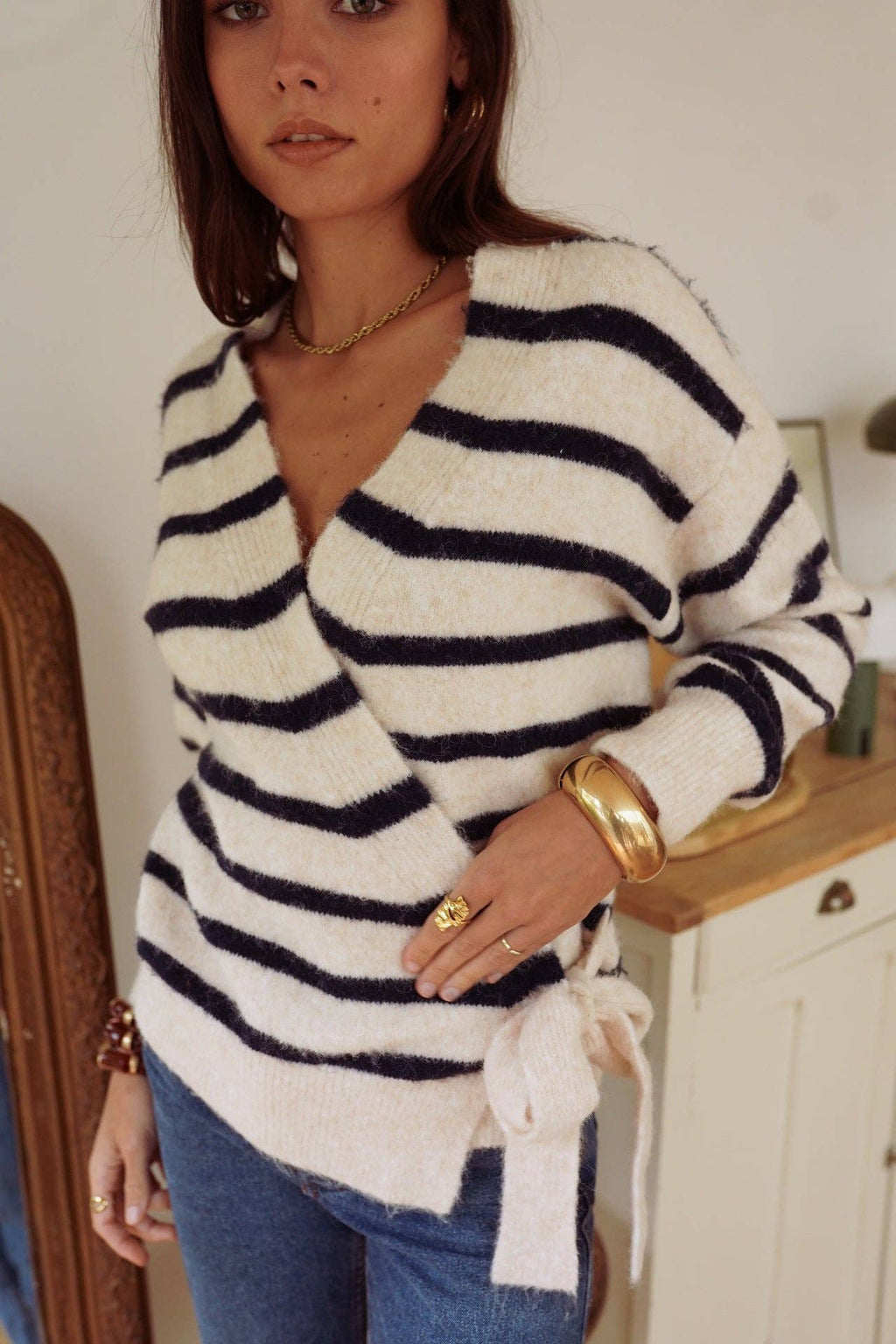 Maille Laureen: Beige - Marine