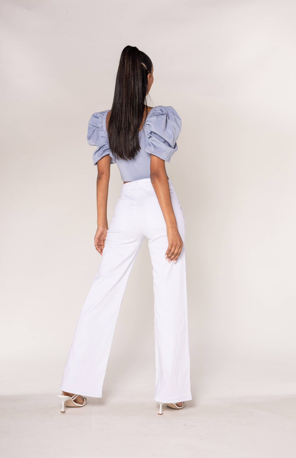 Stretch High Waist White Jeans