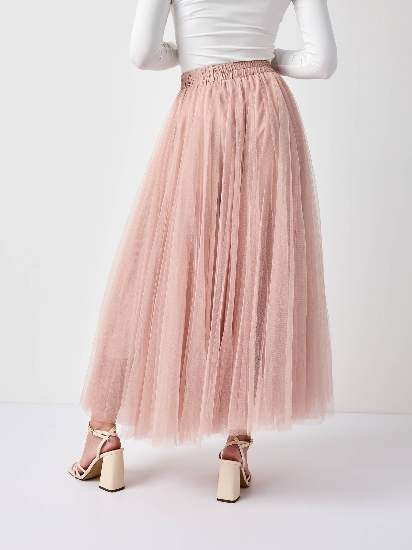 Aria long tulle skirt old rose