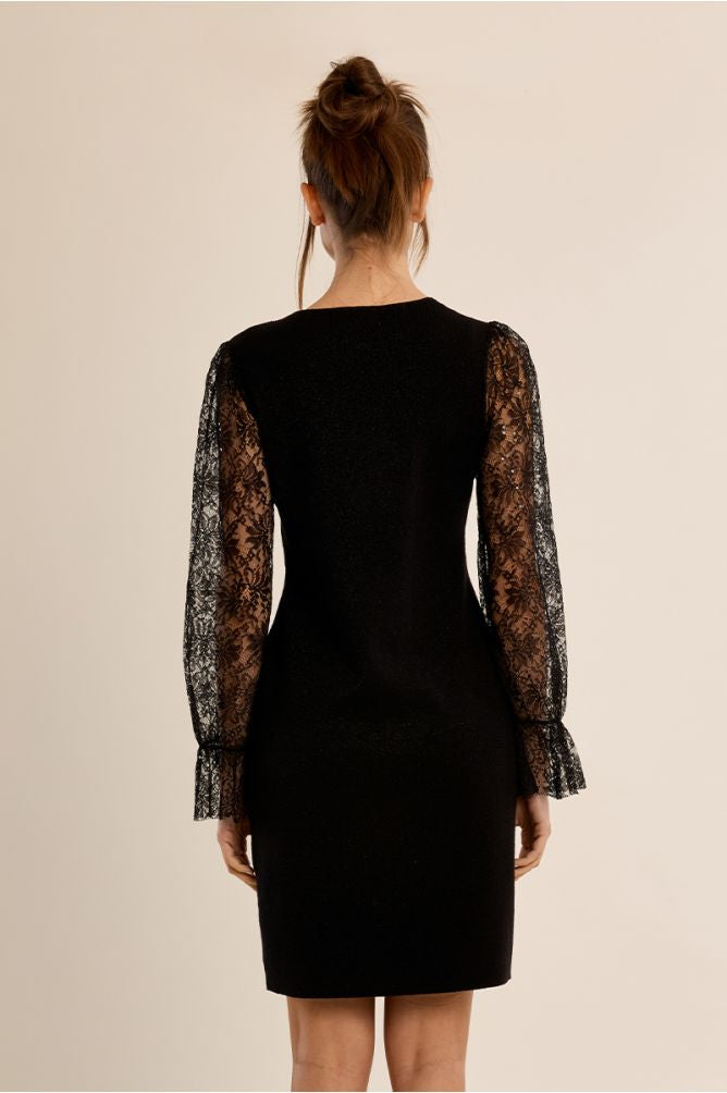 Black dress with lace sleeve