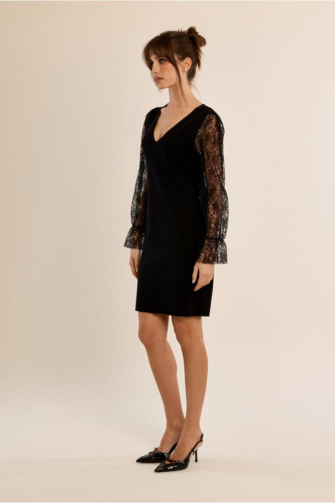 Black dress with lace sleeve