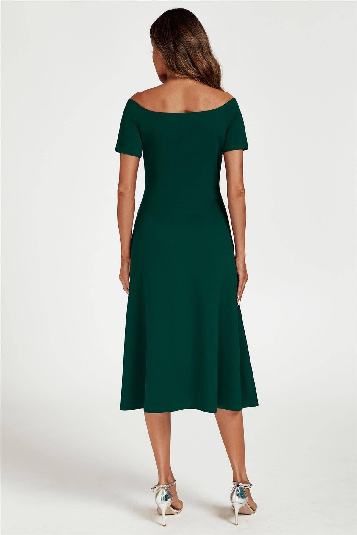 Bardot Midi Dress In Green